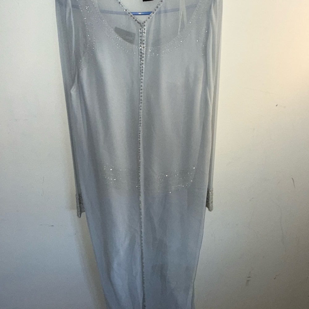 Metro Style 10 Tall Elegant Silver Sleeveless Dress 3 piece suit